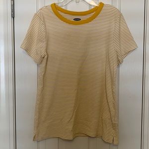 Old Navy short sleeve shirt. Mustard yellow and whit strip size large.